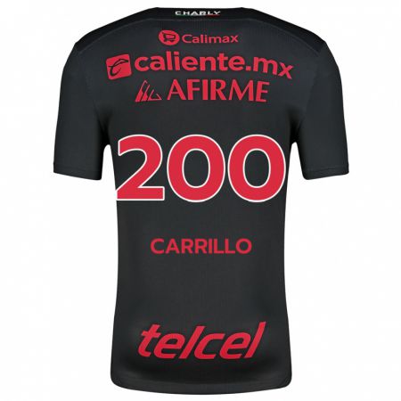 Kandiny Niño Camiseta Manuel Carrillo #200 Negro Rojo 1ª Equipación 2024/25 La Camisa Chile