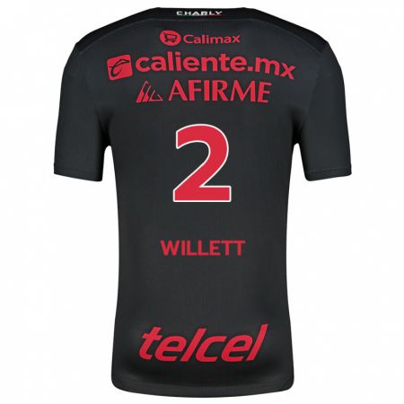 Kandiny Niño Camiseta Adyson Willett #2 Negro Rojo 1ª Equipación 2024/25 La Camisa Chile