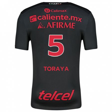 Kandiny Niño Camiseta Yadira Toraya #5 Negro Rojo 1ª Equipación 2024/25 La Camisa Chile