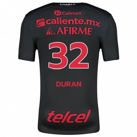 Kandiny Niño Camiseta Ailed Duran #32 Negro Rojo 1ª Equipación 2024/25 La Camisa Chile