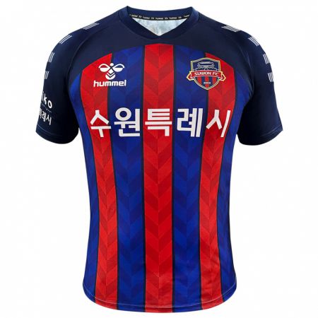 Kandiny Niño Camiseta Jun-Hui Park #19 Azul Rojo 1ª Equipación 2024/25 La Camisa Chile