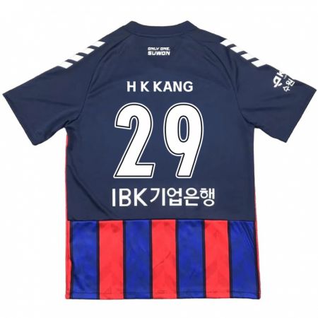 Kandiny Niño Camiseta Kyo-Hun Kang #29 Azul Rojo 1ª Equipación 2024/25 La Camisa Chile