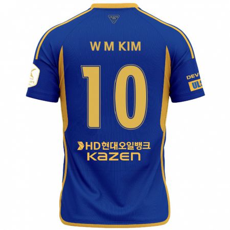 Kandiny Niño Camiseta Min-Woo Kim #10 Azul Amarillo 1ª Equipación 2024/25 La Camisa Chile