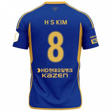 Kandiny Niño Camiseta Seung-Hyun Kim #8 Azul Amarillo 1ª Equipación 2024/25 La Camisa Chile