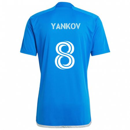 Kandiny Niño Camiseta Dominik Yankov #8 Azul Blanco 1ª Equipación 2024/25 La Camisa Chile