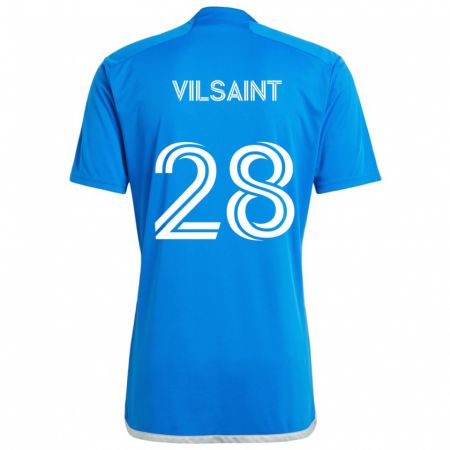 Kandiny Niño Camiseta Jules-Anthony Vilsaint #28 Azul Blanco 1ª Equipación 2024/25 La Camisa Chile