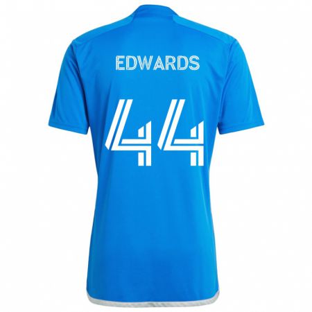 Kandiny Niño Camiseta Raheem Edwards #44 Azul Blanco 1ª Equipación 2024/25 La Camisa Chile