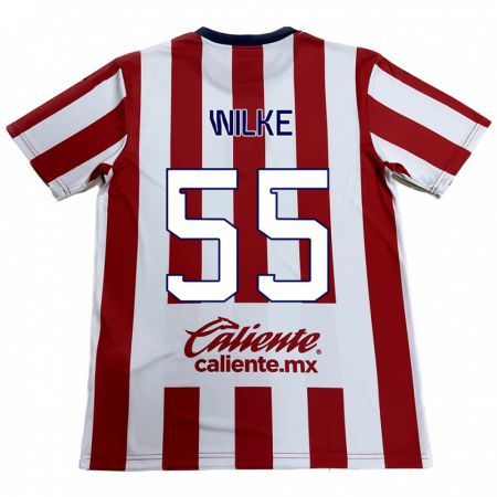 Kandiny Niño Camiseta Teun Wilke #55 Rojo Blanco 1ª Equipación 2024/25 La Camisa Chile