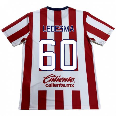 Kandiny Niño Camiseta Luis Ledesma #60 Rojo Blanco 1ª Equipación 2024/25 La Camisa Chile