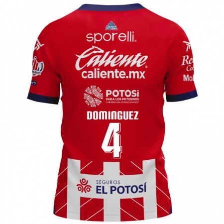 Kandiny Niño Camiseta Julio César Domínguez #4 Rojo Blanco 1ª Equipación 2024/25 La Camisa Chile