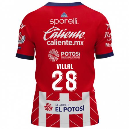 Kandiny Niño Camiseta Jonantán Villal #28 Rojo Blanco 1ª Equipación 2024/25 La Camisa Chile