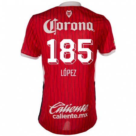 Kandiny Niño Camiseta David López #185 Rojo Blanco 1ª Equipación 2024/25 La Camisa Chile