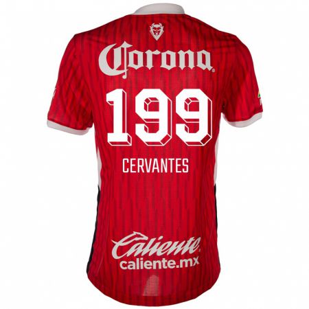 Kandiny Niño Camiseta Axel Cervantes #199 Rojo Blanco 1ª Equipación 2024/25 La Camisa Chile