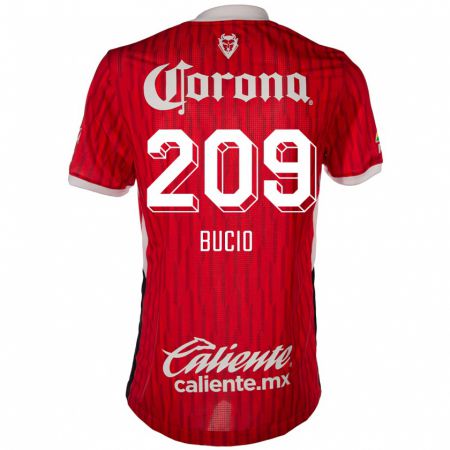 Kandiny Niño Camiseta Sebastián Bucio #209 Rojo Blanco 1ª Equipación 2024/25 La Camisa Chile