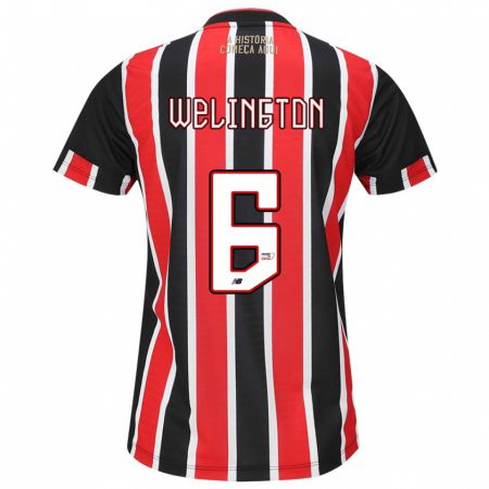 Kandiny Niño Camiseta Welington #6 Negro Rojo Blanco 2ª Equipación 2024/25 La Camisa Chile