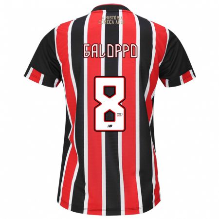 Kandiny Niño Camiseta Giuliano Galoppo #8 Negro Rojo Blanco 2ª Equipación 2024/25 La Camisa Chile