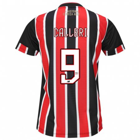 Kandiny Niño Camiseta Jonathan Calleri #9 Negro Rojo Blanco 2ª Equipación 2024/25 La Camisa Chile