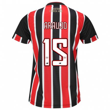 Kandiny Niño Camiseta Michel Araújo #15 Negro Rojo Blanco 2ª Equipación 2024/25 La Camisa Chile