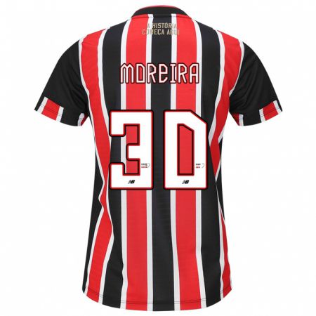 Kandiny Niño Camiseta João Moreira #30 Negro Rojo Blanco 2ª Equipación 2024/25 La Camisa Chile