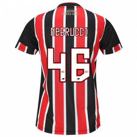 Kandiny Niño Camiseta Felipe Negrucci #46 Negro Rojo Blanco 2ª Equipación 2024/25 La Camisa Chile