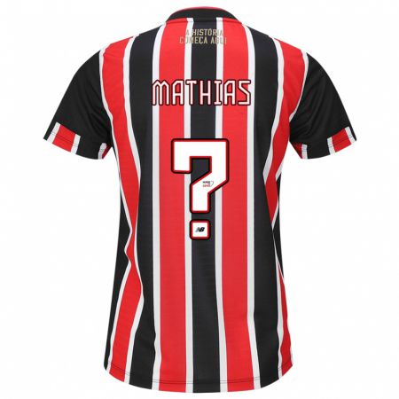 Kandiny Niño Camiseta Leandro Mathias #0 Negro Rojo Blanco 2ª Equipación 2024/25 La Camisa Chile