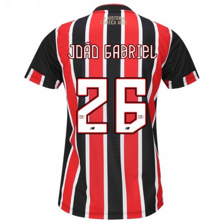 Kandiny Niño Camiseta João Gabriel #26 Negro Rojo Blanco 2ª Equipación 2024/25 La Camisa Chile