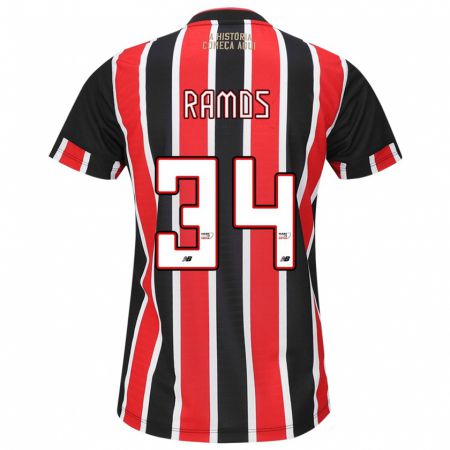 Kandiny Niño Camiseta Raí Ramos #34 Negro Rojo Blanco 2ª Equipación 2024/25 La Camisa Chile