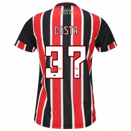 Kandiny Niño Camiseta Talles Costa #37 Negro Rojo Blanco 2ª Equipación 2024/25 La Camisa Chile