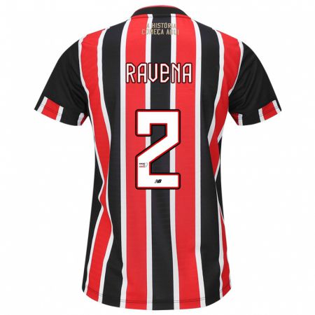 Kandiny Niño Camiseta Ravena #2 Negro Rojo Blanco 2ª Equipación 2024/25 La Camisa Chile