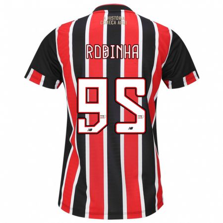 Kandiny Niño Camiseta Robinha #95 Negro Rojo Blanco 2ª Equipación 2024/25 La Camisa Chile