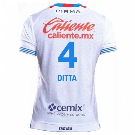 Kandiny Niño Camiseta Willer Ditta #4 Blanco Azul 2ª Equipación 2024/25 La Camisa Chile