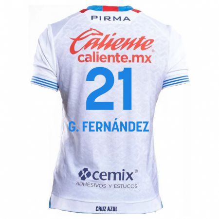 Kandiny Niño Camiseta Gabriel Fernández #21 Blanco Azul 2ª Equipación 2024/25 La Camisa Chile