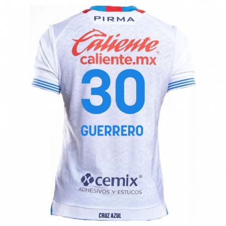 Kandiny Niño Camiseta Rafael Guerrero #30 Blanco Azul 2ª Equipación 2024/25 La Camisa Chile