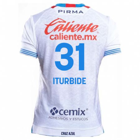 Kandiny Niño Camiseta Luis Iturbide #31 Blanco Azul 2ª Equipación 2024/25 La Camisa Chile