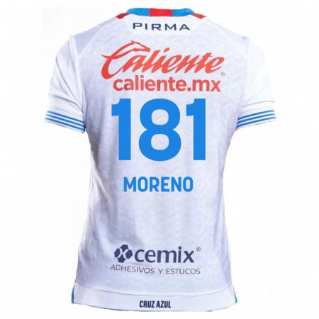 Kandiny Niño Camiseta Roberto Moreno #181 Blanco Azul 2ª Equipación 2024/25 La Camisa Chile