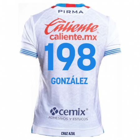 Kandiny Niño Camiseta Kenneth González #198 Blanco Azul 2ª Equipación 2024/25 La Camisa Chile