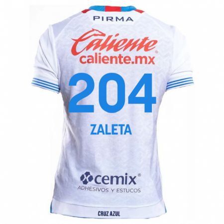 Kandiny Niño Camiseta Mauro Zaleta #204 Blanco Azul 2ª Equipación 2024/25 La Camisa Chile