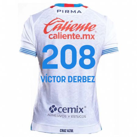 Kandiny Niño Camiseta Louis Víctor Derbez #208 Blanco Azul 2ª Equipación 2024/25 La Camisa Chile