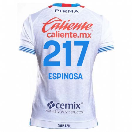 Kandiny Niño Camiseta Samuel Espinosa #217 Blanco Azul 2ª Equipación 2024/25 La Camisa Chile