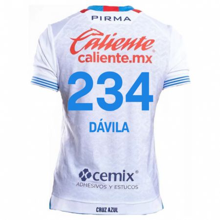 Kandiny Niño Camiseta Emilio Dávila #234 Blanco Azul 2ª Equipación 2024/25 La Camisa Chile