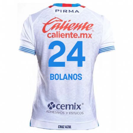 Kandiny Niño Camiseta Jatziry Bolanos #24 Blanco Azul 2ª Equipación 2024/25 La Camisa Chile