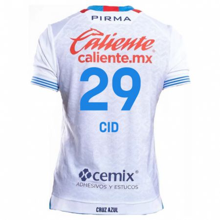 Kandiny Niño Camiseta Claudia Cid #29 Blanco Azul 2ª Equipación 2024/25 La Camisa Chile