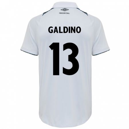 Kandiny Niño Camiseta Everton Galdino #13 Blanco Azul 2ª Equipación 2024/25 La Camisa Chile