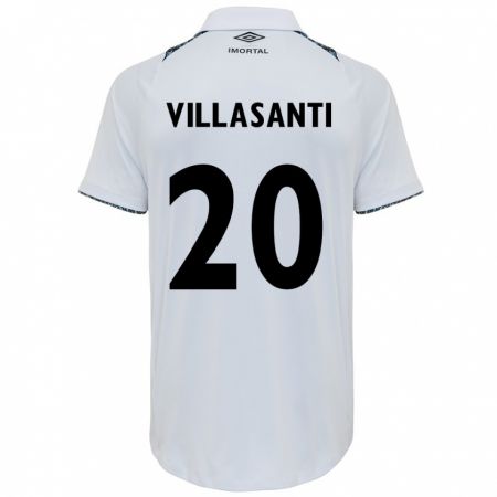 Kandiny Niño Camiseta Mathías Villasanti #20 Blanco Azul 2ª Equipación 2024/25 La Camisa Chile