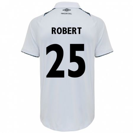 Kandiny Niño Camiseta Jhonata Robert #25 Blanco Azul 2ª Equipación 2024/25 La Camisa Chile