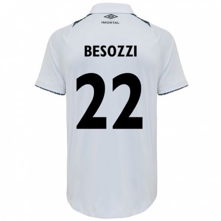 Kandiny Niño Camiseta Lucas Besozzi #22 Blanco Azul 2ª Equipación 2024/25 La Camisa Chile