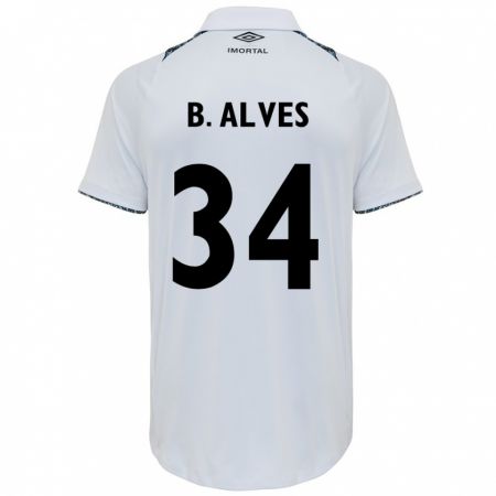 Kandiny Niño Camiseta Bruno Alves #34 Blanco Azul 2ª Equipación 2024/25 La Camisa Chile