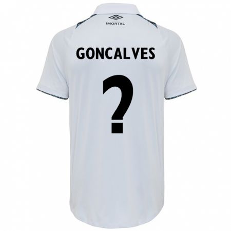 Kandiny Niño Camiseta Matheus Gonçalves #0 Blanco Azul 2ª Equipación 2024/25 La Camisa Chile