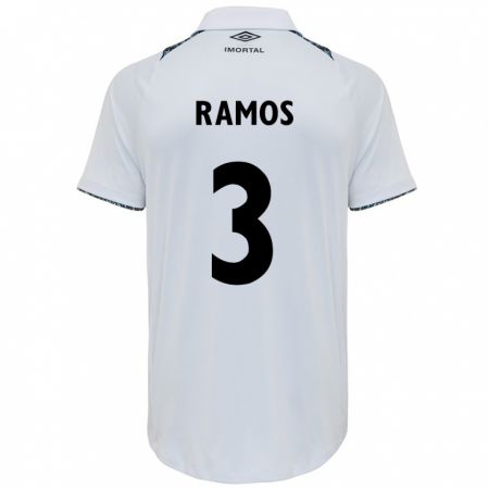 Kandiny Niño Camiseta João Ramos #3 Blanco Azul 2ª Equipación 2024/25 La Camisa Chile