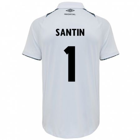 Kandiny Niño Camiseta Duda Santin #1 Blanco Azul 2ª Equipación 2024/25 La Camisa Chile